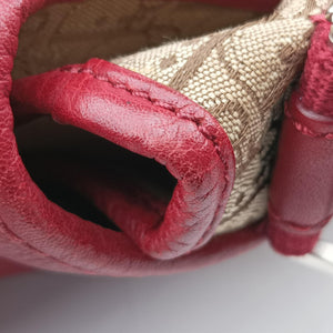 Secondhand Christian Dior Street Chic Messenger Red × Brown Jacquard Canvas×Leather shoulderbag | stylenewstar