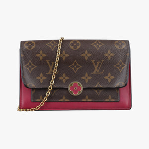 Vintage Louis Vuitton Portefeuille FLORE Chain brown×FUCHSIA Monogram Canvas×calf leather M69578 shoulderbag | stylenewstar