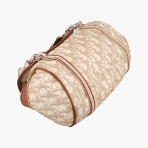 Secondhand Christian Dior Romantique Trotter Beige x White x Pink PVC Coated Canvas x leather handbag | stylenewstar