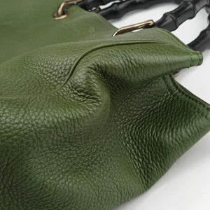 Vintage Gucci Bamboo Shopper Green Leather 323660 shoulderbag | stylenewstar
