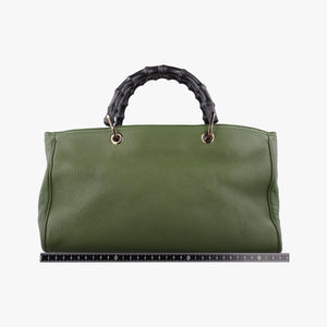 Vintage Gucci Bamboo Shopper Green Leather 323660 shoulderbag | stylenewstar