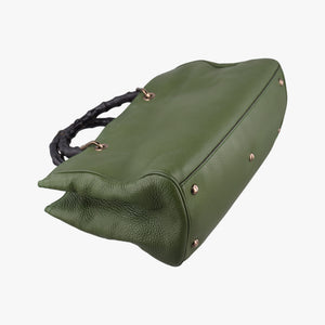 Vintage Gucci Bamboo Shopper Green Leather 323660 shoulderbag | stylenewstar