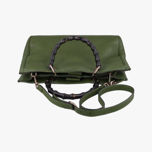 Vintage Gucci Bamboo Shopper Green Leather 323660 shoulderbag | stylenewstar