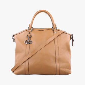 Pre-owned Gucci GG Charm Top Handle Camel Leather 339551 shoulderbag | stylenewstar