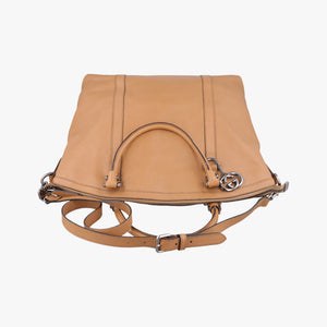 Pre-owned Gucci GG Charm Top Handle Camel Leather 339551 shoulderbag | stylenewstar
