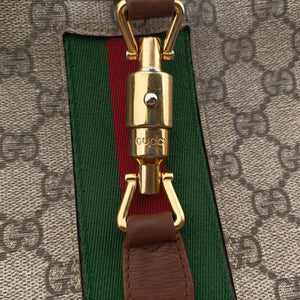 Pre-owned Gucci Jackie 1961 GG Supreme brown x beige x multicolor PVC coated canvas×Leather 636706 shoulderbag | stylenewstar