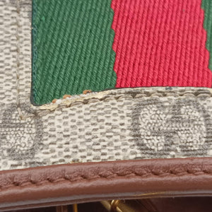 Pre-owned Gucci Jackie 1961 GG Supreme brown x beige x multicolor PVC coated canvas×Leather 636706 shoulderbag | stylenewstar