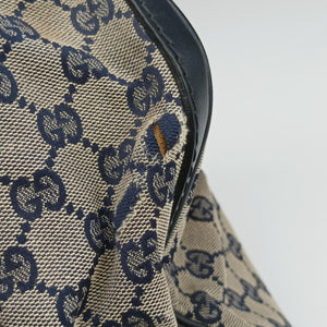 Pre-owned Gucci Sherry Line Navy×red×beige canvas×leather 247205 shoulderbag | stylenewstar