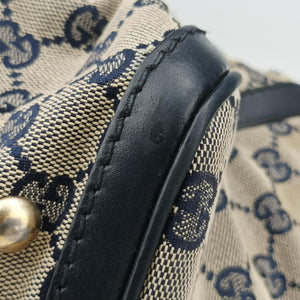 Pre-owned Gucci Sherry Line Navy×red×beige canvas×leather 247205 shoulderbag | stylenewstar
