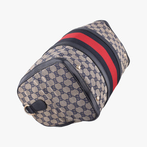 Pre-owned Gucci Sherry Line Navy×red×beige canvas×leather 247205 shoulderbag | stylenewstar