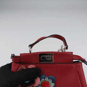 Pre-owned Fendi Micro Peekaboo Red×multi lambskin 8M0355 shoulderbag | stylenewstar