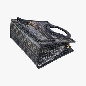Pre-owned Fendi Runaway Shopper Black PVC Coated Canvas 8BH353 shoulderbag | stylenewstar