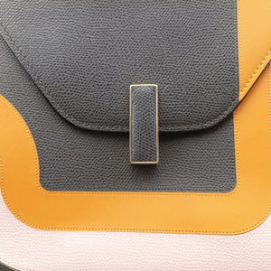 Pre-owned Valextra ISIDE Gray×orange×pink Leather shoulderbag | stylenewstar