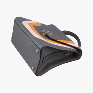 Pre-owned Valextra ISIDE Gray×orange×pink Leather shoulderbag | stylenewstar