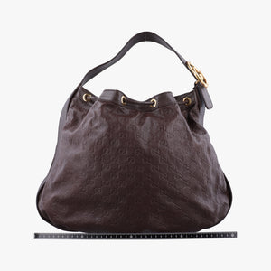 Pre-owned Gucci Guccissima Interlocking Icon Hobo Brown leather 223951 shoulderbag | stylenewstar