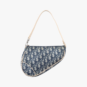 Pre-owned Christian Dior Saddle Navy Vinyl Coated Leather shoulderbag | stylenewstar