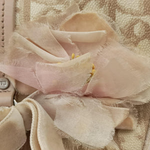 Pre-owned Christian Dior Romantic Trotter Beige x Pink PVC coated canvas x velour shoulderbag | stylenewstar