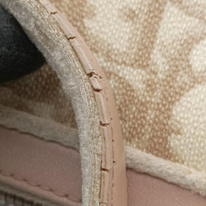 Pre-owned Christian Dior Romantic Trotter Beige x Pink PVC coated canvas x velour shoulderbag | stylenewstar