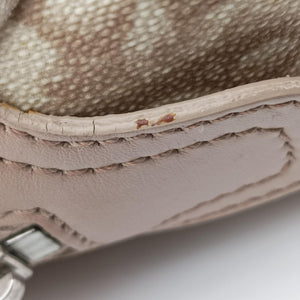 Pre-owned Christian Dior Romantic Trotter Beige x Pink PVC coated canvas x velour shoulderbag | stylenewstar