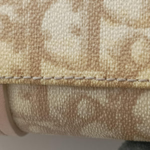 Pre-owned Christian Dior Romantic Trotter Beige x Pink PVC coated canvas x velour shoulderbag | stylenewstar