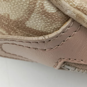 Pre-owned Christian Dior Romantic Trotter Beige x Pink PVC coated canvas x velour shoulderbag | stylenewstar