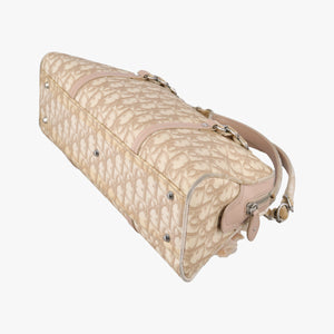 Pre-owned Christian Dior Romantic Trotter Beige x Pink PVC coated canvas x velour shoulderbag | stylenewstar
