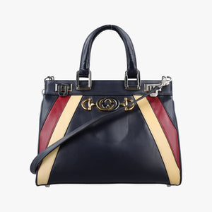 Pre-owned Gucci Zumi Navy × Beige × Bordeaux Leather 569712 shoulderbag | stylenewstar