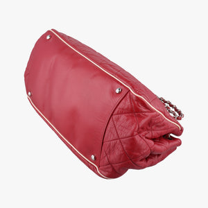 Pre-owned Chanel East West Burgundy lambskin×leather A37694 shoulderbag | stylenewstar