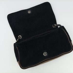 Vintage Chanel Sport Line Black×khaki Terry cloth×perforated leather A46094 shoulderbag | stylenewstar