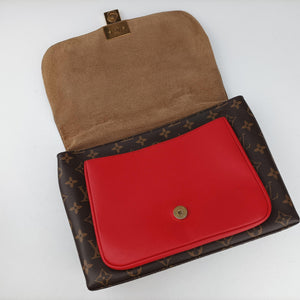 Pre-owned Louis Vuitton MARIGNAN Brown × Coquelicot Monogram Canvas×calf leather M44286 shoulderbag | stylenewstar