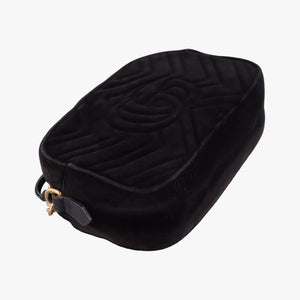 Pre-owned Gucci GG Marmont Black velour 447632 shoulderbag | stylenewstar