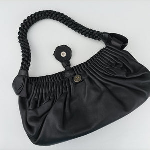 Pre-owned Bottega Veneta Gathered Black Leather shoulderbag | stylenewstar