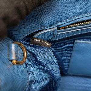Pre-owned Prada Galleria Blue SAFFIANO Leather BN2274 shoulderbag | stylenewstar