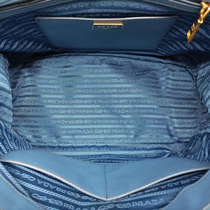 Pre-owned Prada Galleria Blue SAFFIANO Leather BN2274 shoulderbag | stylenewstar