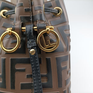 Pre-owned Fendi Mon Tresor Mini Bucket Brown Leather 8BS010/8AV105 shoulderbag | stylenewstar