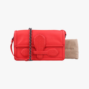 Pre-owned Bottega Veneta Intrecciato Rialto Red lambskin shoulderbag | stylenewstar