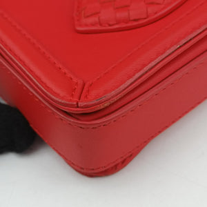 Pre-owned Bottega Veneta Intrecciato Rialto Red lambskin shoulderbag | stylenewstar