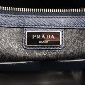 Pre-owned Prada business bag briefcase Navy SAFFIANO Leather 2VE363 handbag | stylenewstar