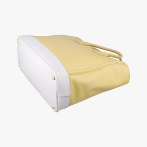 Pre-owned Prada Tote bag YellowxWhite Saffiano leather handbag | stylenewstar
