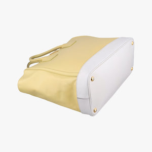 Pre-owned Prada Tote bag YellowxWhite Saffiano leather handbag | stylenewstar