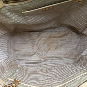 Pre-owned Prada Tote bag YellowxWhite Saffiano leather handbag | stylenewstar