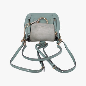 Pre-owned Chloe FAYE mini Blue Leather × Suede backpack/rucksack | stylenewstar