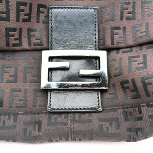 Pre-owned Fendi Baguette Zucchino Brown canvas 8BR001 shoulderbag | stylenewstar