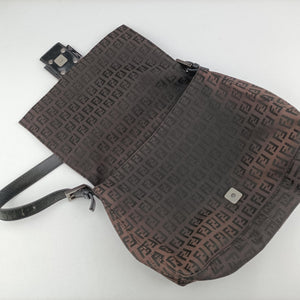 Pre-owned Fendi Baguette Zucchino Brown canvas 8BR001 shoulderbag | stylenewstar