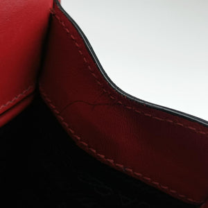 Pre-owned Prada Triangle Logo Red SAFFIANO Leather 1BD200 shoulderbag | stylenewstar