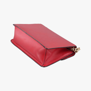 Pre-owned Prada Triangle Logo Red SAFFIANO Leather 1BD200 shoulderbag | stylenewstar
