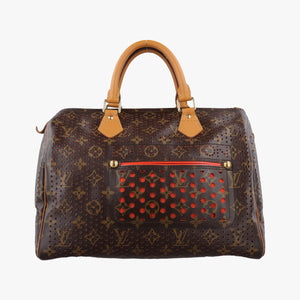 Pre-owned Louis Vuitton Speedy30 brown×Fuchsia Pink Monogram Perfo M95180 handbag | stylenewstar