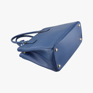 Pre-owned Prada Bi-Color Zip Front Pocket Blue SAFFIANO Leather BN2674 handbag | stylenewstar