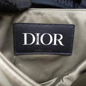 Pre-owned Christian Dior saddle Green×Navy Leather×Nylon shoulderbag | stylenewstar