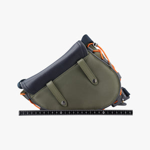Pre-owned Christian Dior saddle Green×Navy Leather×Nylon shoulderbag | stylenewstar